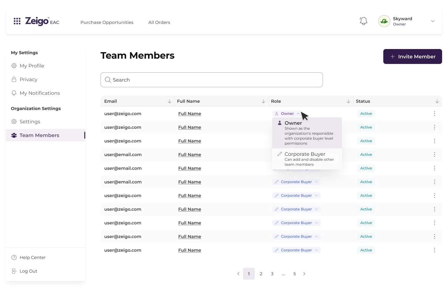 The buyer's invite: a single email and a clear path to set up the organisation