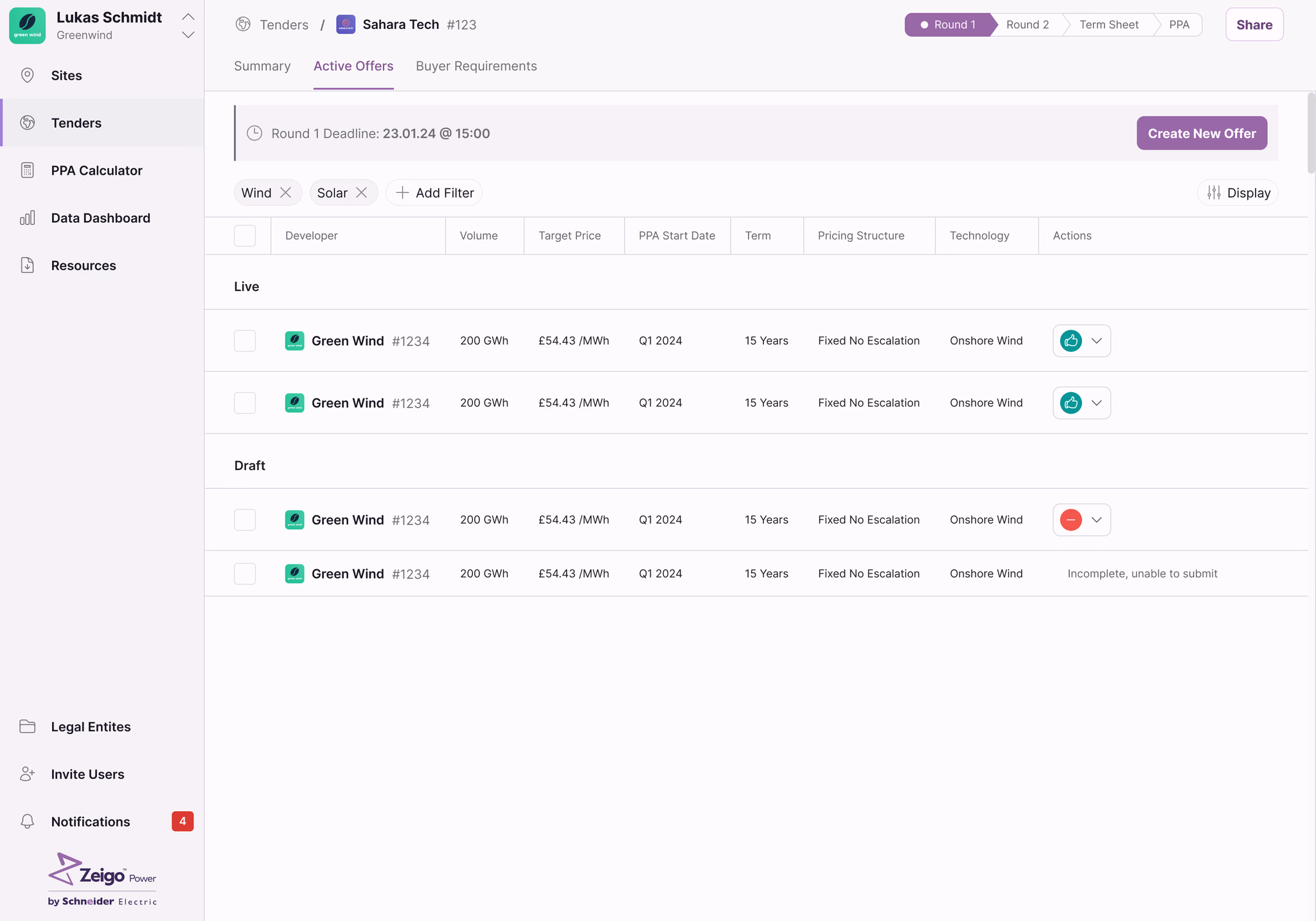 The redesigned relative scoring view across key criteria