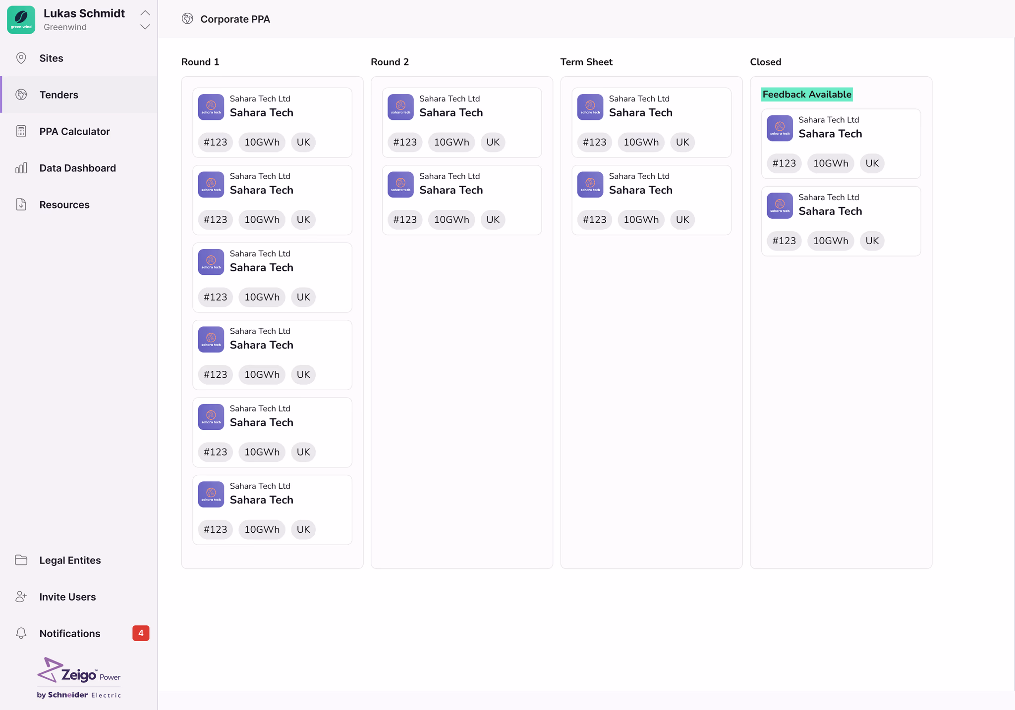 A two-round RFP with shortlisting and match scoring